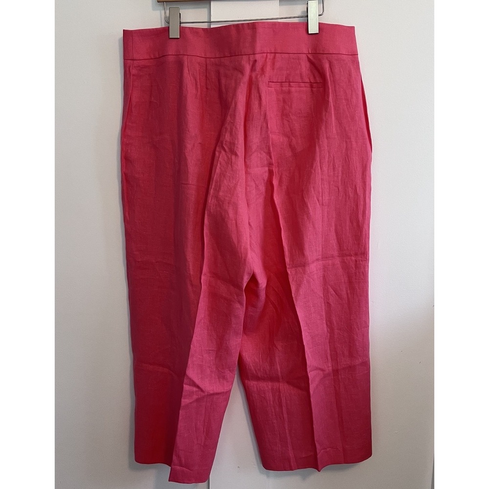 Talbots Pants Womens Size 16W Pink Coral Wide Leg 100% Linen Plus - Picture 2 of 12
